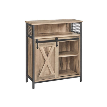 Dressoir eiken bruin-zwart - buffetkast van spaanplaat en staal - 30 x 70 x 80 cm