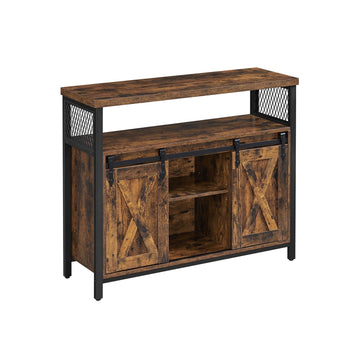 Vintage opbergkast bruin-zwart - spaanplaat en staal - 100 x 33 x 80 cm