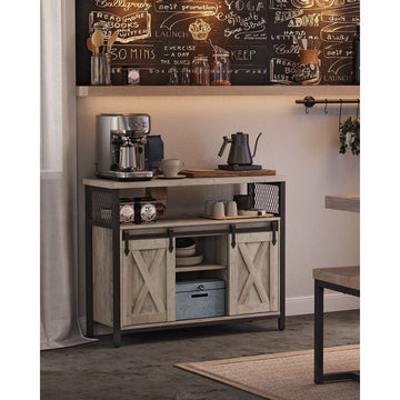 Dressoir greige-zwart - spaanplaat en staal - verstelbare planken - 33 x 100 x 80 cm