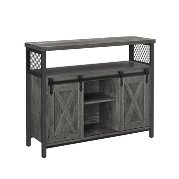 Dressoir, keukenkast en opbergkast met 2 schuifdeuren | Steengrijs-inktzwart | 100x33x80 cm