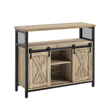 Dressoir turquoise/bruin/inktzwart - verstelbare planken - anti-kantel - 33x100x80 cm