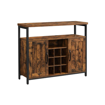 Dressoir vintage bruin-zwart, spaanplaat en staal, 100 x 35 x 81,4 cm