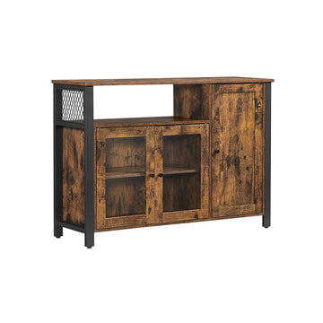 Vintage opbergkast bruin-zwart - staal en spaanplaat - 110 x 33 x 75 cm
