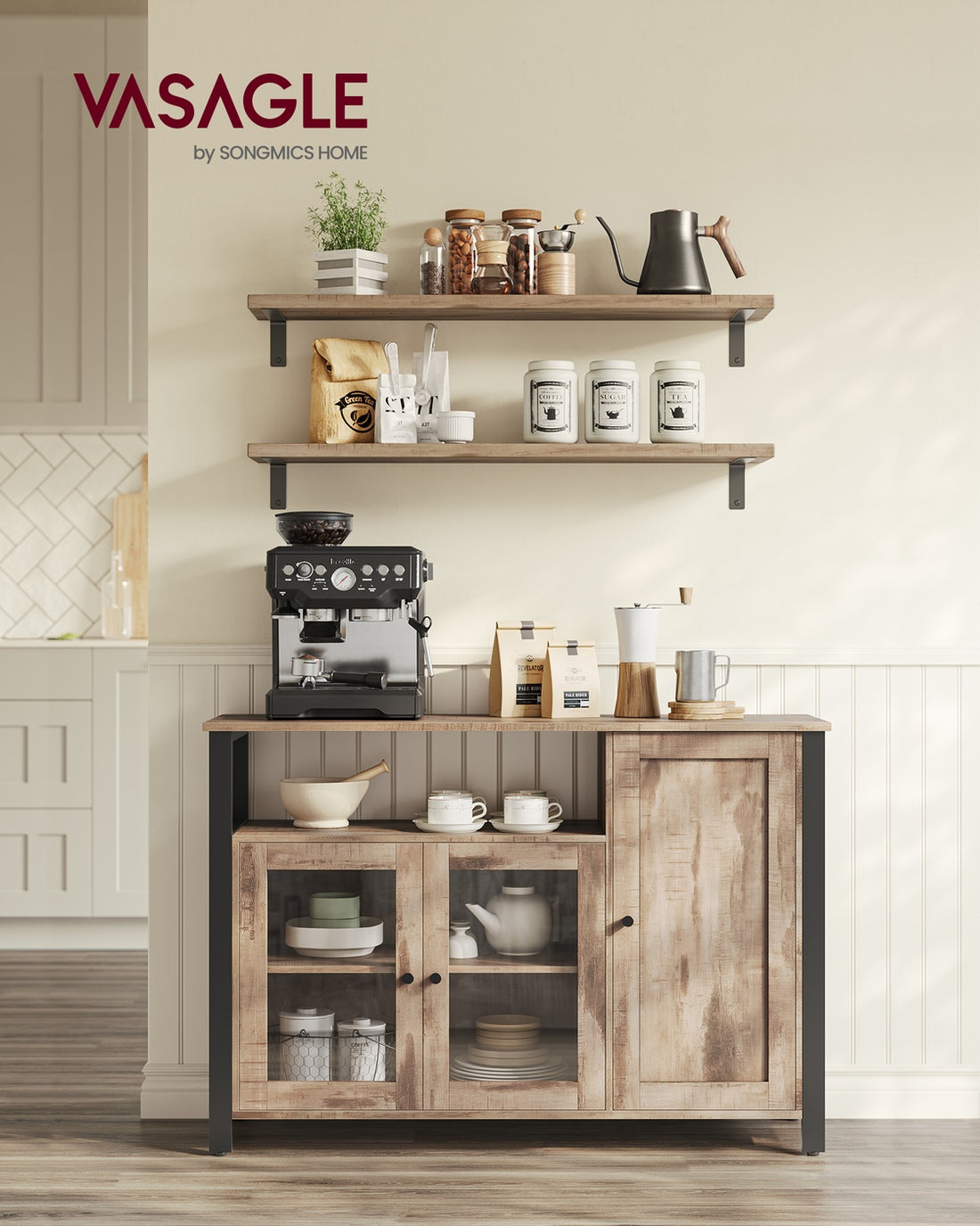 Küchenschrank mit 3 Türen | Eichenbraun-Schwarz | 110x33x75 cm