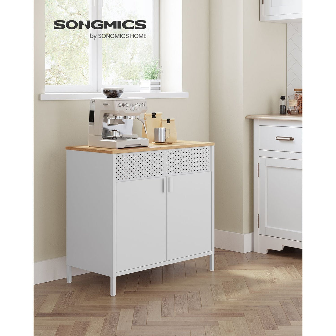 Witte opbergkast - spaanplaat en staal - 40 x 80 x 76 cm