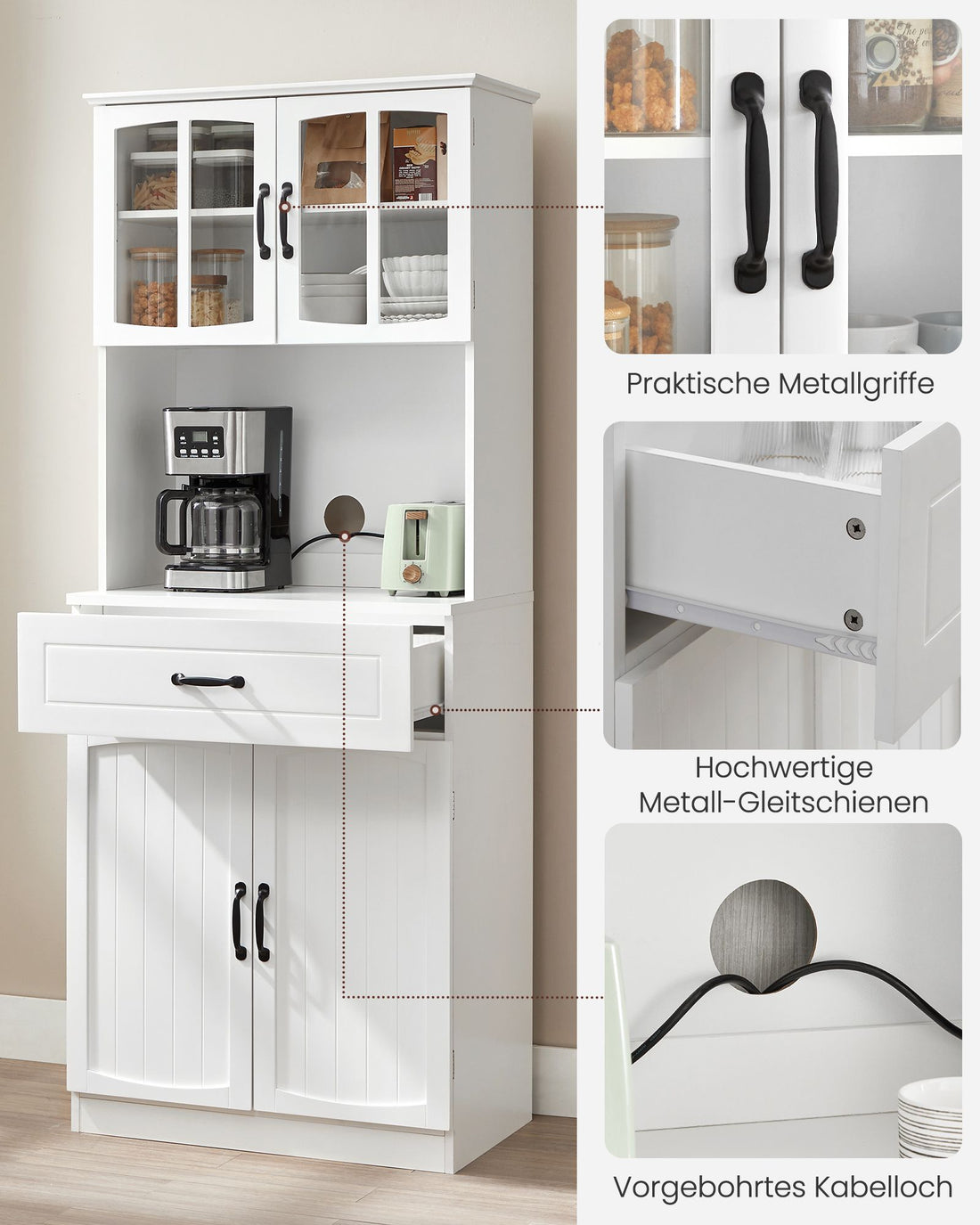 Moderne keukenkast wit met verstelbare planken - MDF/spaanplaat - 41,5 x 73 x 179,8 cm