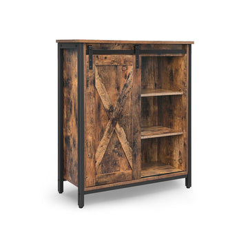Keukenkast met schuifdeur - voorraadkast - vintage - spaanplaat en staal - 70x30x80 cm