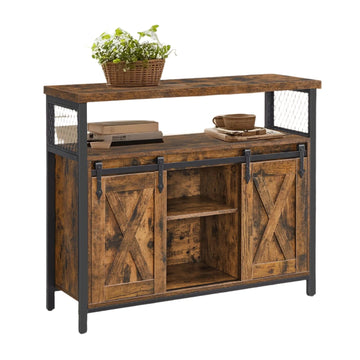 Keukenkast - dressoir - opbergkast - houtspaanplaat en staal - vintage - 100 x 33 x 80 cm