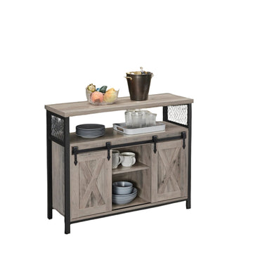 Dressoir keukenkast - opbergruimte - ruimtebesparend - 33 x 100 x 80 cm - greige-zwart