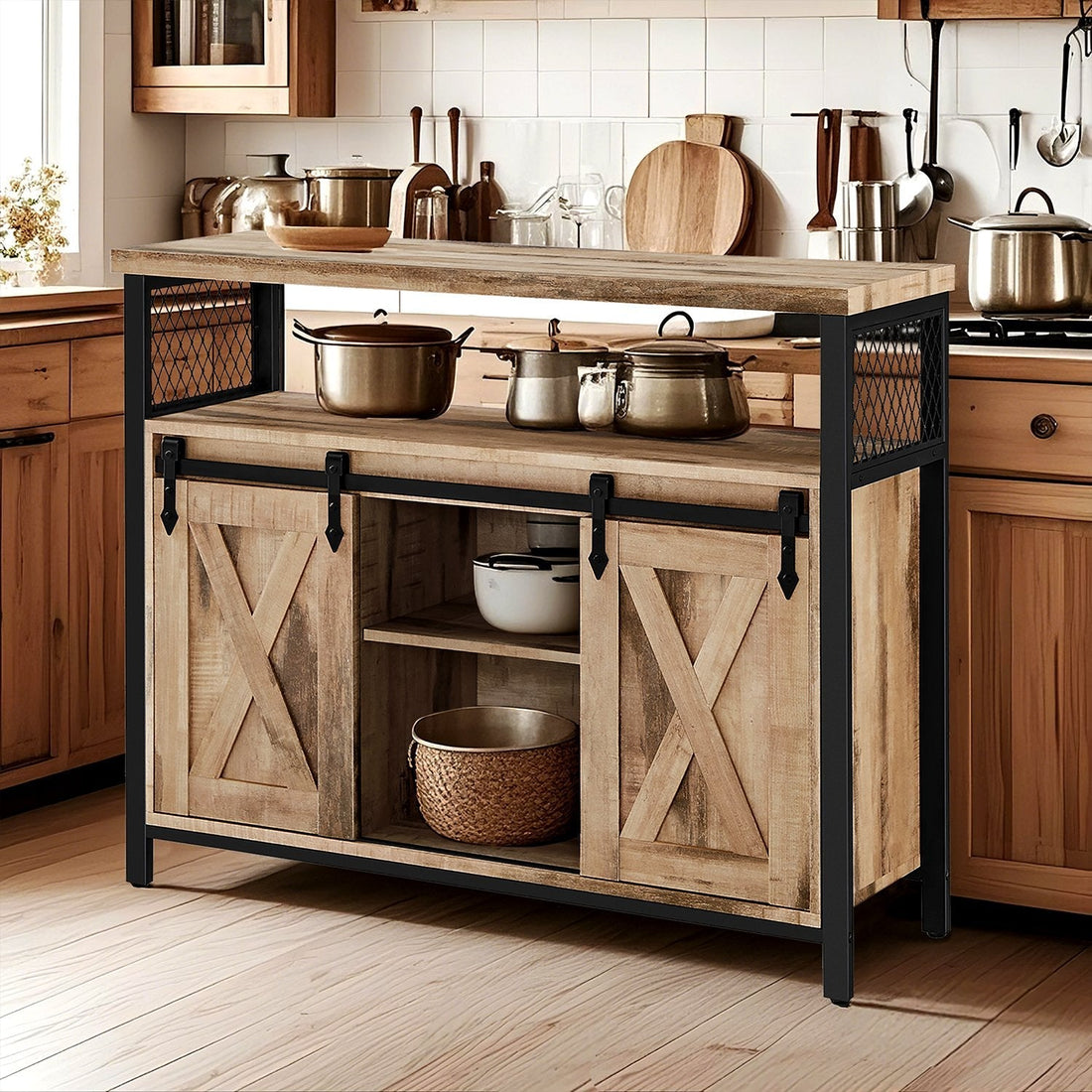 Dressoir - Keukenkast - Opbergkast - stevig stalen frame - 33 x 100 x 80 cm