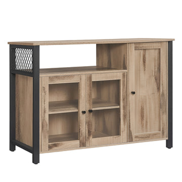 Opbergkast met 3 deuren voor woonkamer | Bruin-Zwart | 110x33x75 cm