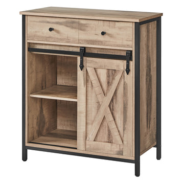 Dressoir met schuifdeur en tv-meubel | Eikenbruin-zwart | 70x30x80 cm