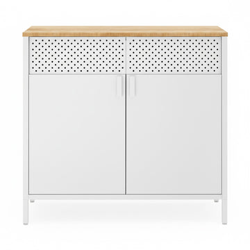 Metalen opbergkast met dubbele deur | Beige-wit | 80x40x76 cm