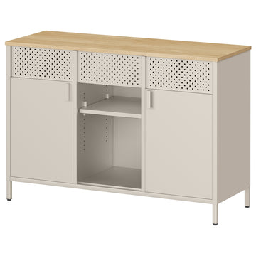 Dressoir met dubbele deuren en magneetsluiting | Beige eikenkleur | 110x40x76 cm