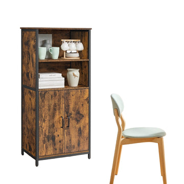 Bijzetkast met opbergruimte - spaanplaat - 60 x 35 x 125 cm - bruin/zwart