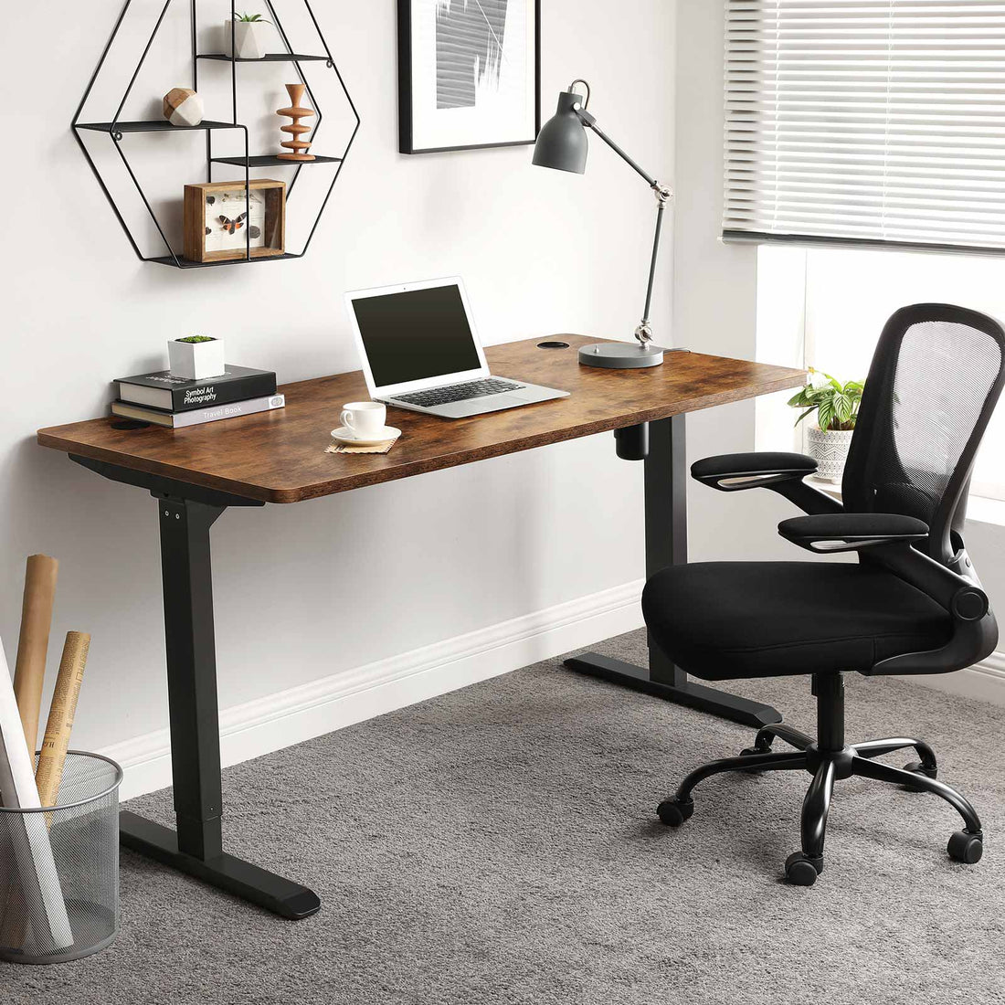 Elektrisch verstellbares Schreibtischgestell - Sitz-Steh-Schreibtisch - Fernbedienung - Stahl - 115-147 x 60 cm