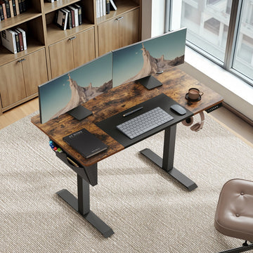Hoogteverstelbaar bureau | Vintagebruin-zwart