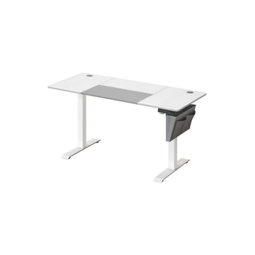 Elektrisch zit-sta bureau - verstelbaar - spaanplaat/stalen frame - 60 x 140 cm - wit-grijs