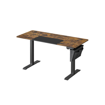 Elektrisch zit-sta bureau - Verstelbaar - Vintage bruin-zwart - 140 x 60 cm