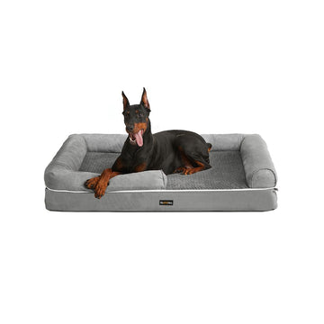 Orthopedisch hondenbed, waterdicht, wasbaar, draagbaar, pluche, lichtgrijs 120 x 85 x 25 cm