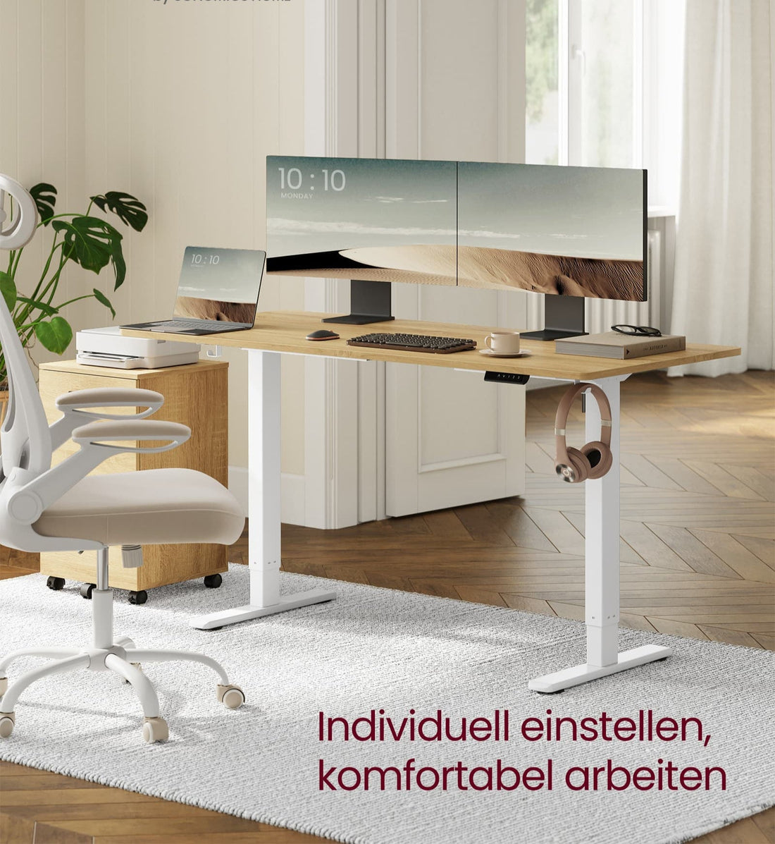 Elektrisch verstellbares Schreibtischgestell - Sitz-Steh - Stahl - 59,6 x (90-140) x (72-120) cm - weiß