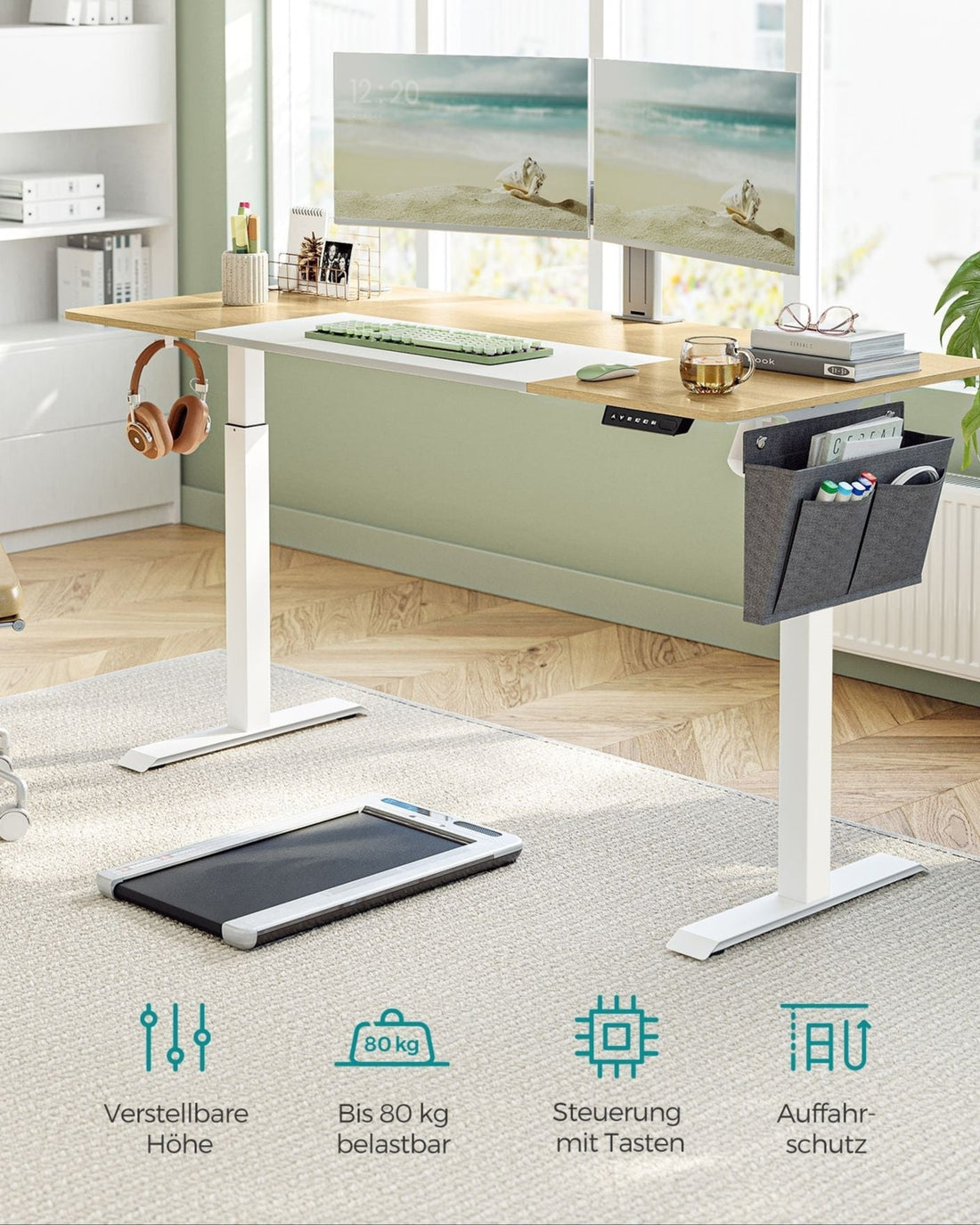 Elektrischer Sitz-Steh-Schreibtisch - höhenverstellbar - Spanplatte/Stahlrahmen - 70 x 160 cm