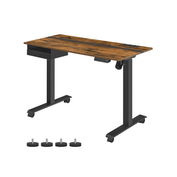 Elektrisch zit-sta bureau bruin-zwart - staal - 60 x 120 cm - 72-120 cm