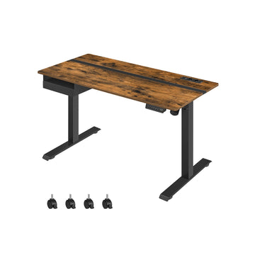 Hoogteverstelbaar bureau - schrijftafel - vintage - bruin-zwart - 60 x 140 cm