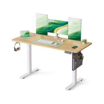 Elektrisch in hoogte verstelbaar bureau | Goud eiken | 60x140x72-120 cm