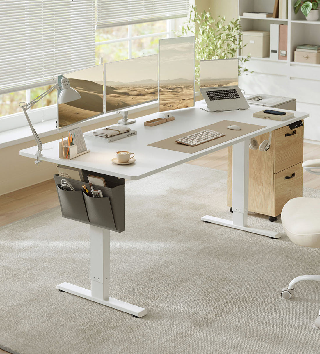 Elektrisch höhenverstellbarer Schreibtisch - Sitz-Steh - ergonomisch - 180 x 80 x 72-120 cm - weiß