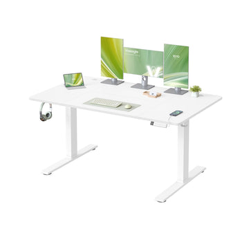 Elektrisch in hoogte verstelbaar bureau met USB en geheugenfunctie | Mattwit | 140x80x72-120 cm