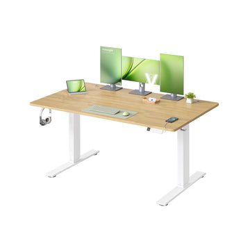 Elektrisch verstelbaar bureau met USB en geheugenfunctie | Goud-eikenkleur | 140x80x72-120 cm