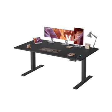 In hoogte verstelbaar bureau met USB-aansluiting en geheugenfunctie | Inktzwart | 160x80x72-120 cm
