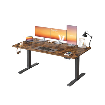 Elektrisch verstelbaar bureau met USB en geheugenfunctie | Vintagebruin | 160x80x72-120 cm
