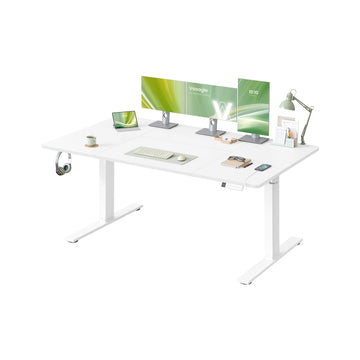 In hoogte verstelbaar bureau met USB-aansluiting en geheugenfunctie | Mat wit | 160x80x72-120 cm