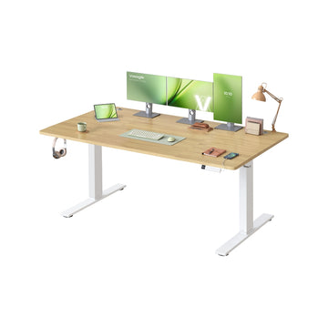 Elektrisch verstelbaar bureau met USB en geheugenfunctie | Goud eikenkleur | 160x80x72-120 cm