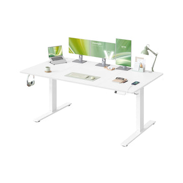 Verstelbaar bureau met USB-aansluiting en geheugenfunctie | Matwit | 180x80x72-120 cm