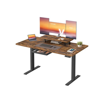 In hoogte verstelbaar bureau - elektrisch zit-sta - USB - bruin - 140 x 70 cm