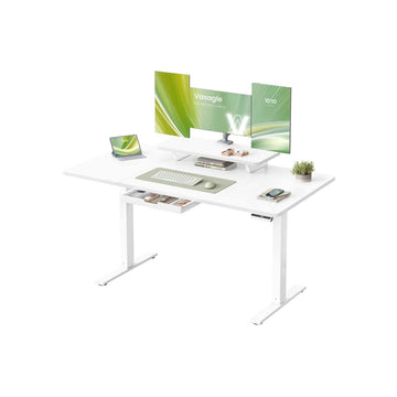 In hoogte verstelbaar bureau - sta-bureau - ergonomisch - spaanplaat en staal - 140 x 70 cm - wit