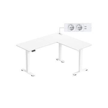 L-vormig bureau - kantoorbureau - werkplek - laadstation - 140 x 160 x (72–120) cm