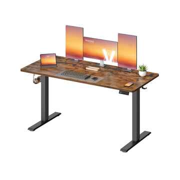 In hoogte verstelbaar bureau met geheugenfunctie 4 hoogtes | Vintagebruin | 140x60x72-120 cm