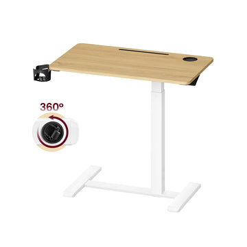 Mobiele bijzettafel met wielen en bekerhouders | Goudeikenkleur | 80x45x65-102 cm