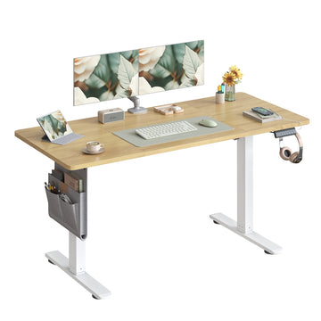 In hoogte verstelbaar bureau met geheugenfunctie | Goud eiken | 140x60x72-120 cm