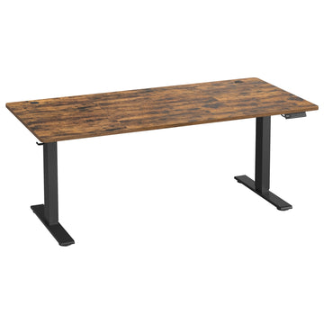 Elektrisch in hoogte verstelbaar bureau met USB-C | Bruin | 180x80x72-120 cm