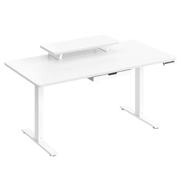 In hoogte verstelbaar bureau met monitorstandaard | Wit | 140x70x72-120 cm