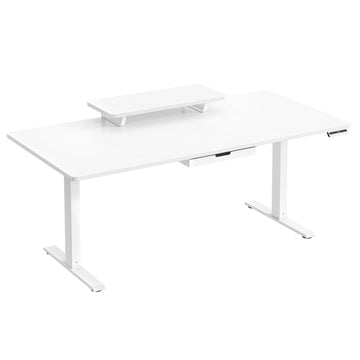 Elektrisch in hoogte verstelbaar bureau met monitorstandaard | Wit | 160x80x72-120 cm