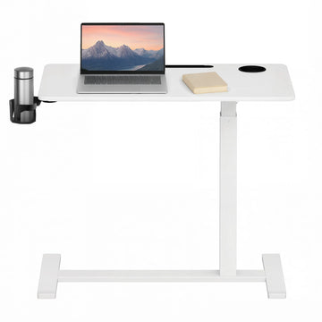 Verstelbare statafel met wielen | Wit | 80x45x65-102 cm