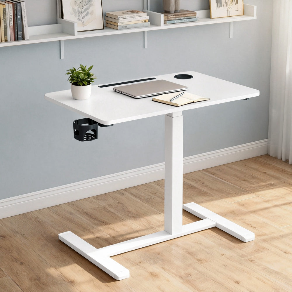 Verstellbarer Stehtisch mit Rollen | Weiß | 80x45x65-102 cm