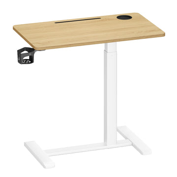 Statafel, bijzettafel met wielen | Goud eikenkleurig | 80x45x65-102 cm