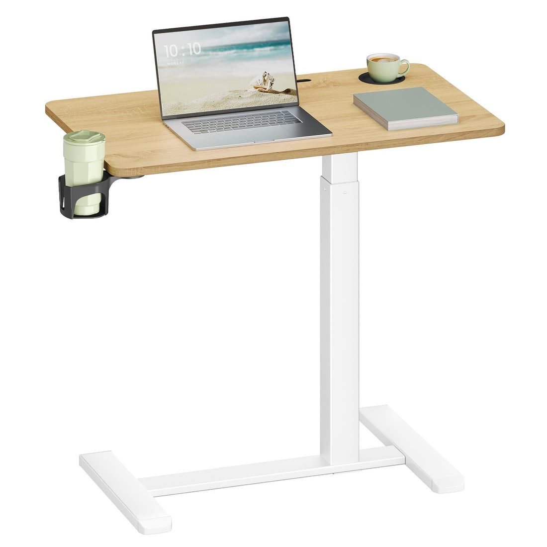 Stehtisch, Beistelltisch mit Rollen | Gold Eiche | 80x45x65-102 cm